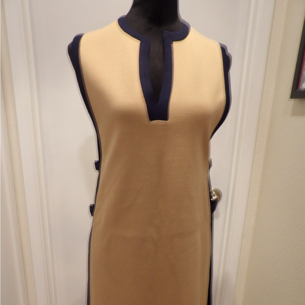 Vintage 1970’s Butte Knit Tan and Navy Tunic Dress
